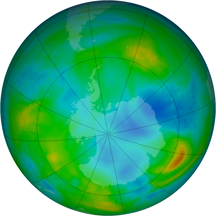 Antarctic ozone map for 07 June 1989